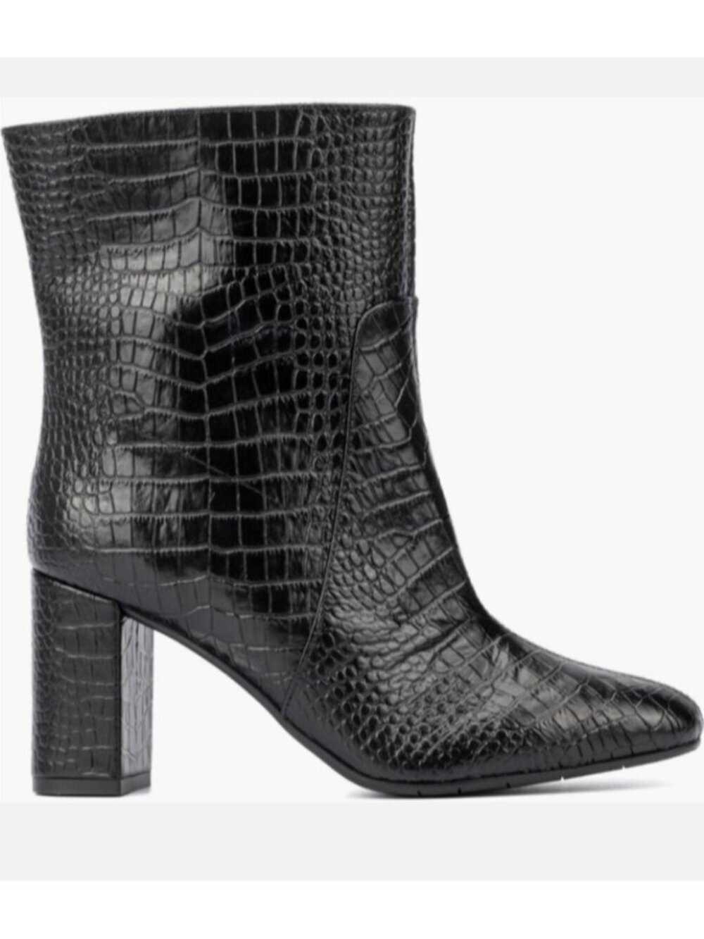 Aquatalia Black Croc Embossed Leather Ankle Boots Women's 7.5 Italy Waterproof